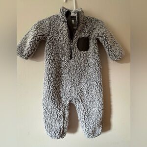 Carters Sherpa Sleep Suit /Body Suit Grey Unisex 6 Months